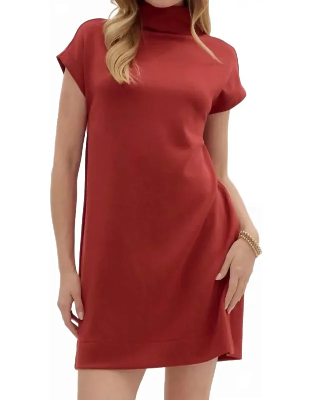 Solid Jersey Mock Neck Pullover Dress