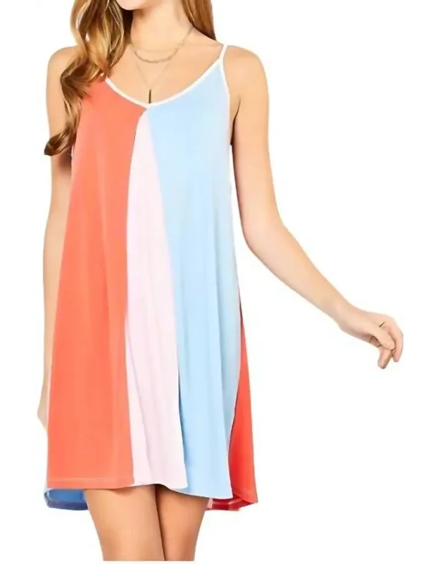 Color Block Sleeveless Mini Dress