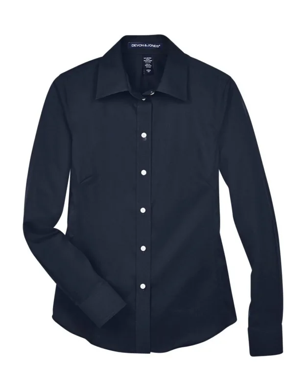 Crown Collection Solid Stretch Twill Woven Dress Shirt