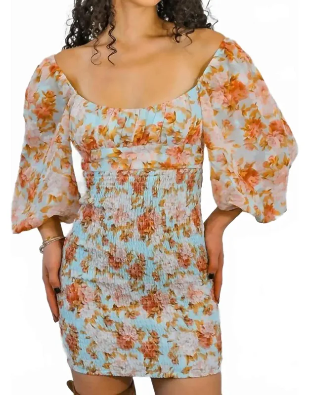 Meaningful Dreams Floral Ruched Mini Dress
