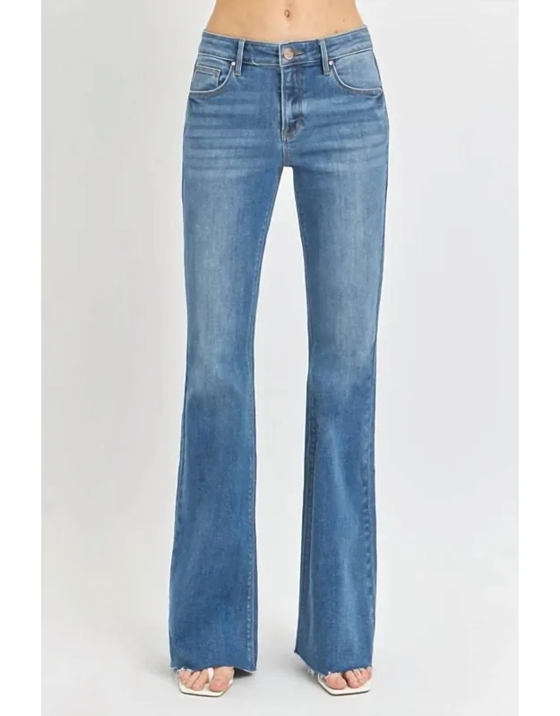 Mila Mid Rise Flare Raw Cut Hem Jeans