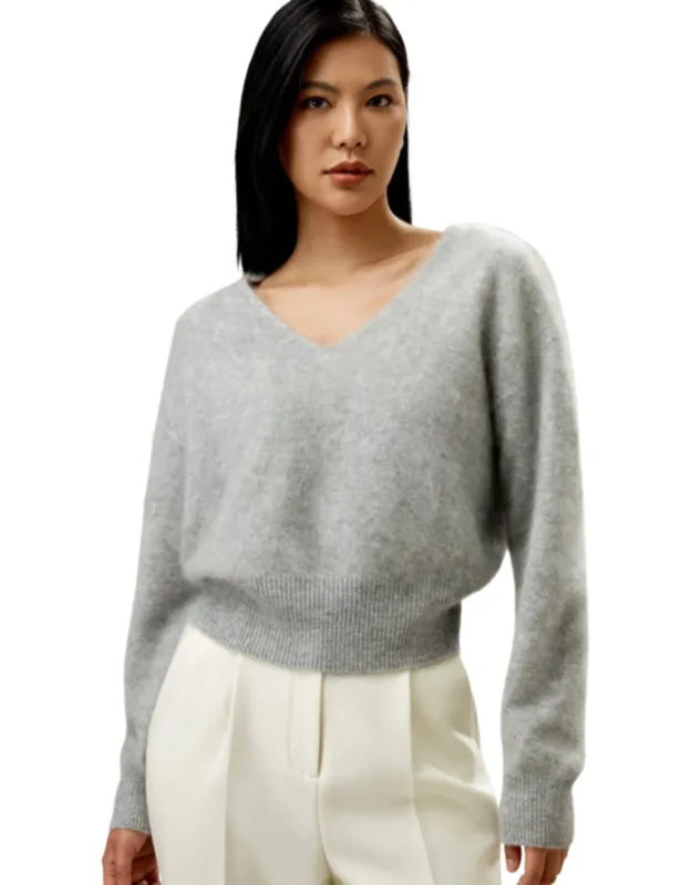Cropped V-neck Cashmere Sweater