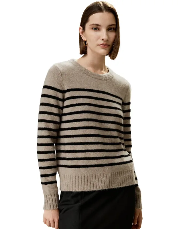 Striped Round Collar Cashmere Sweater