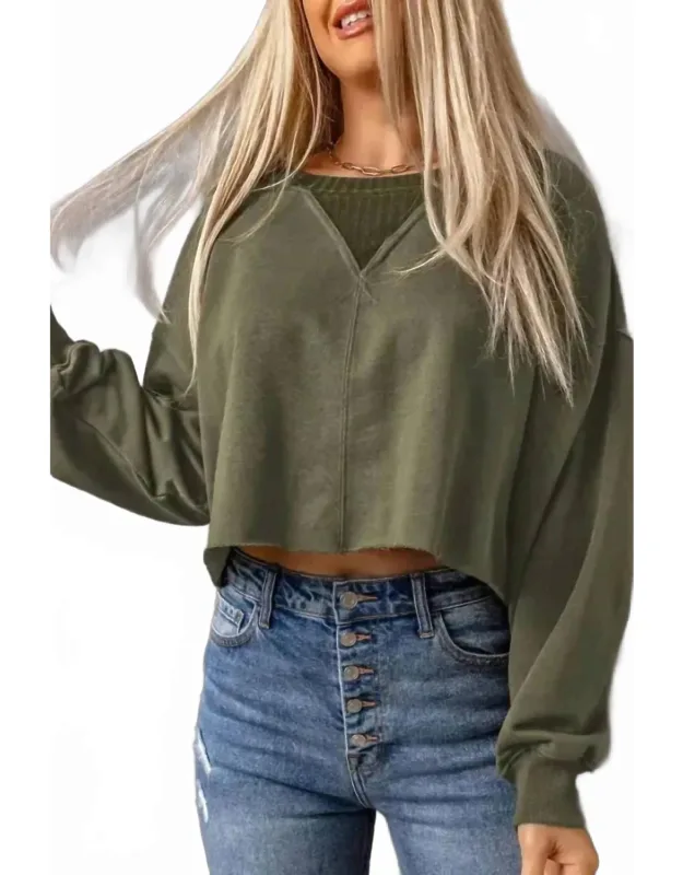 Drop Shoulder Cropped Sweater