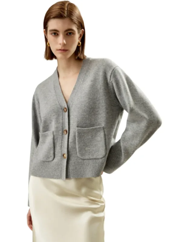 Cropped Wool-cashmere Blend Cardigan Sweater