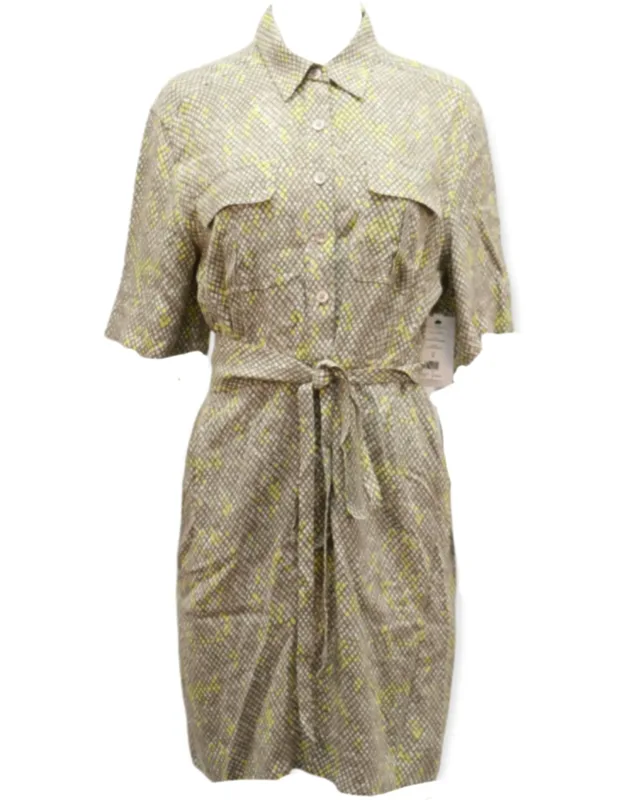 Belted Printed Crepe Dress