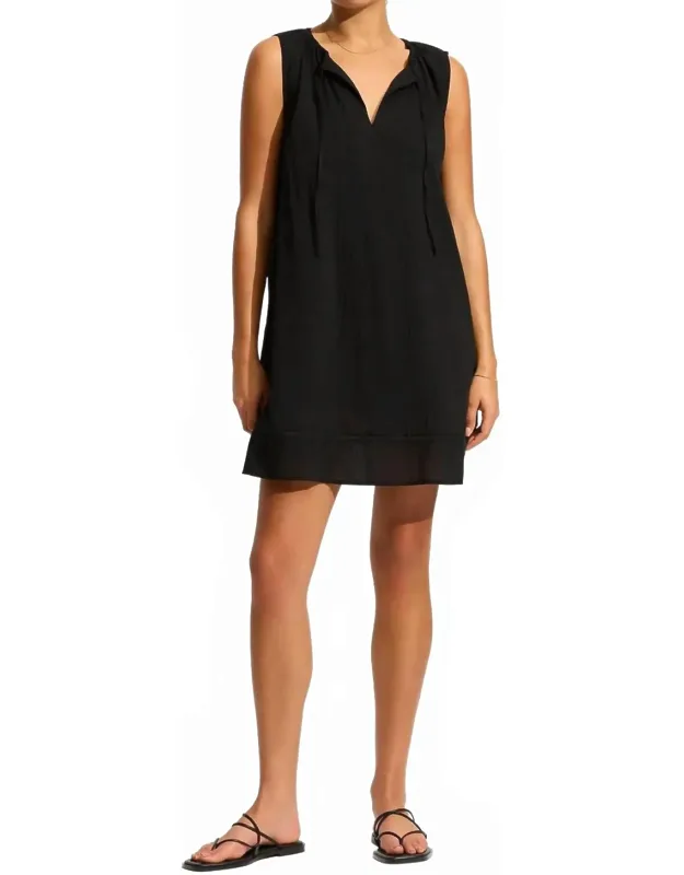 Gathered Neck Mini Dress