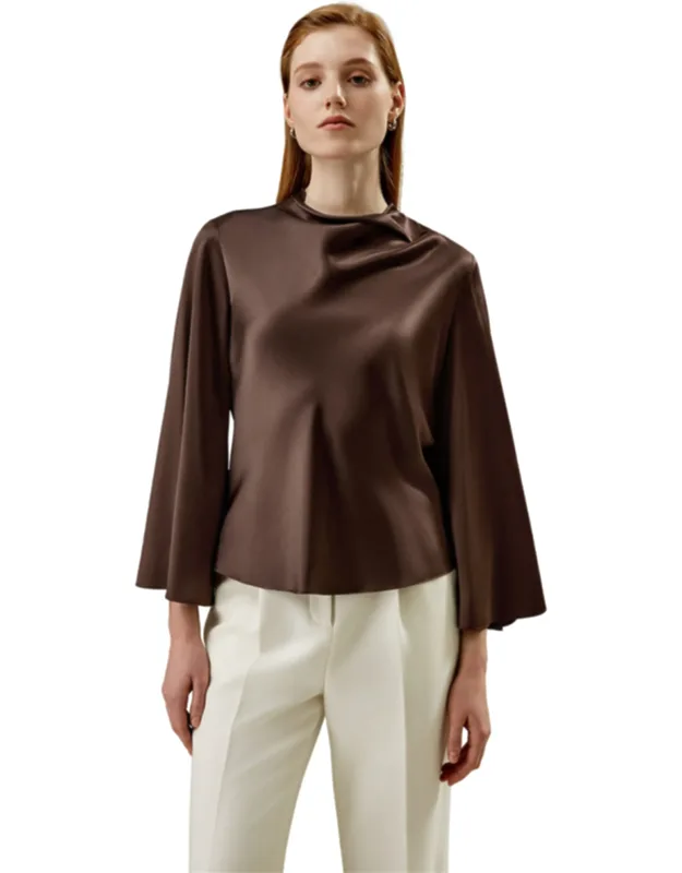 Bell Sleeve Minimalist Silk Top