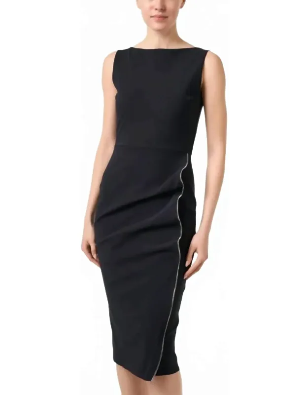 Boat Neck Zipper Dress