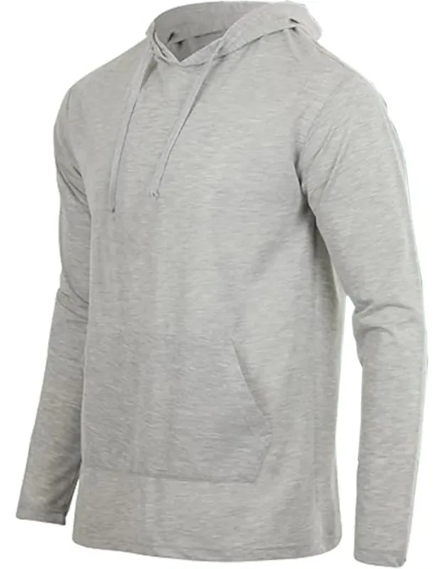 Cotton Lightweight Casual Pullover Drawstring Hoodie With Pocket