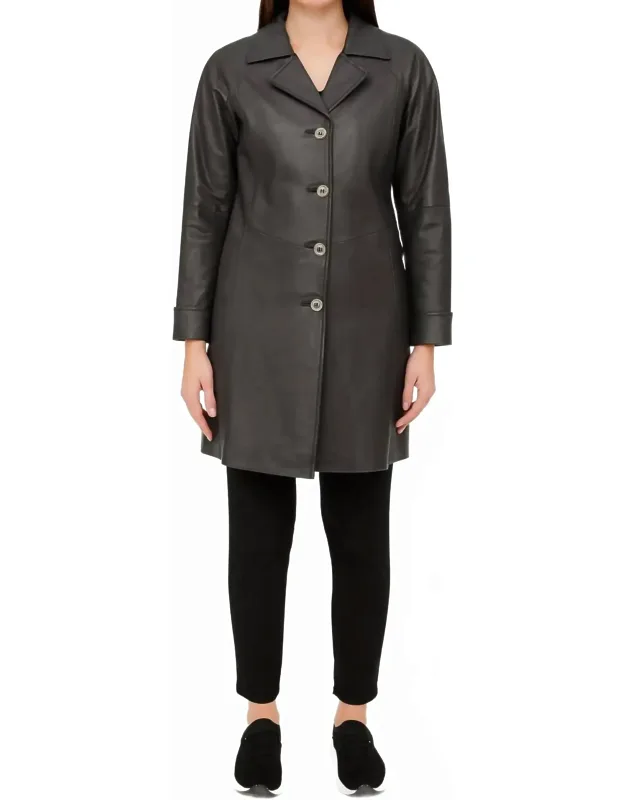 Genuine Leather Mid-length Coat