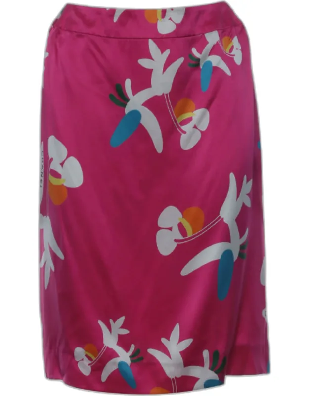 Floral Logo Printed Silk Skirt
