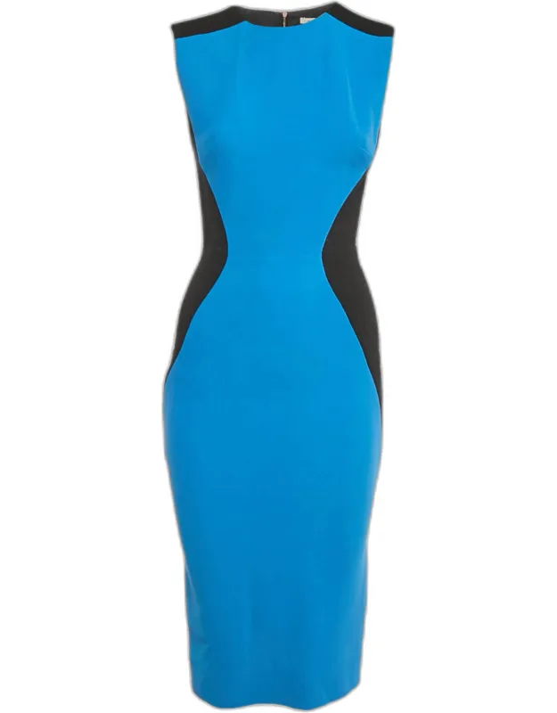 Silk & Wool Contrast Detail Midi Dress