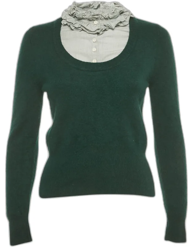 Cotton Trim Wool Fitted Sweater