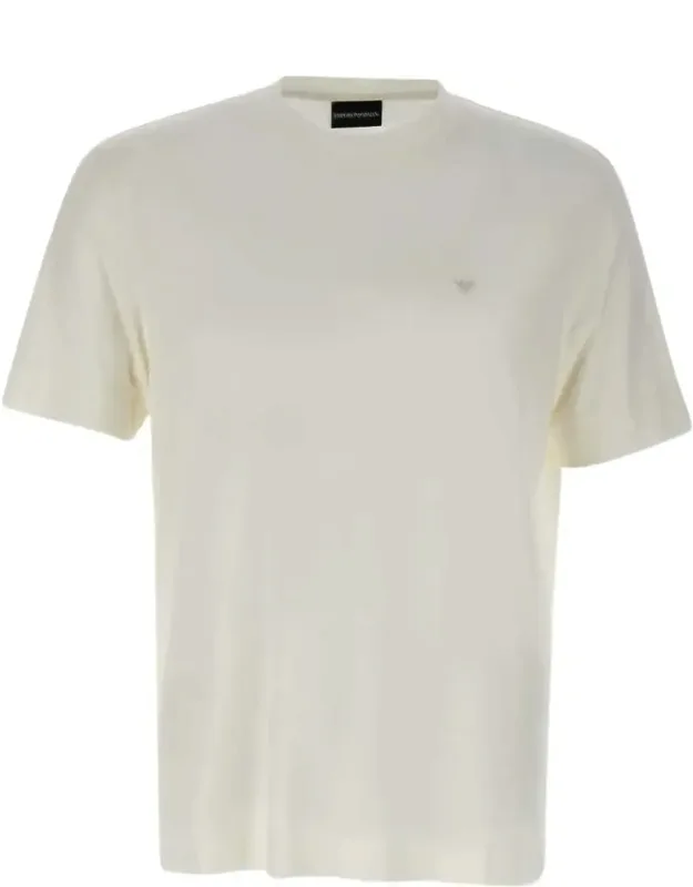 T-shirt With Ribbed Crewneck And Micro Eagle Embroidery
