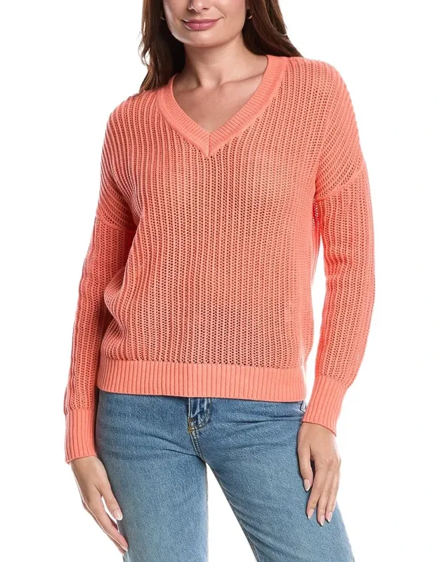 Open Stitch V-neck Sweater