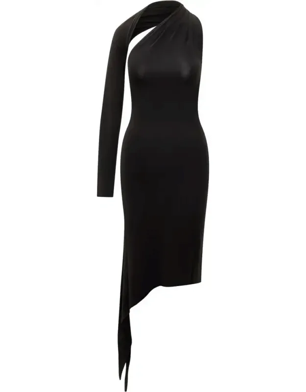 Courrèges Dress With Asymmetric Draping And Long Sleeves