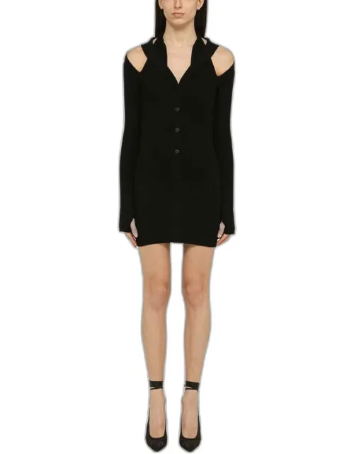 Ribbed Mini Dress With Cut Out
