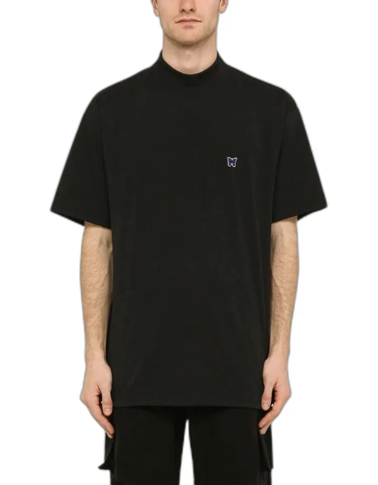 Stand-up Collar T-shirt With Embroidery