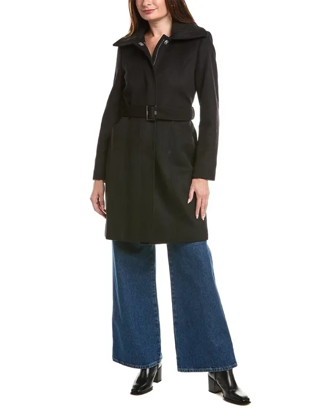 Asymmetrical Wool-blend Trench Coat
