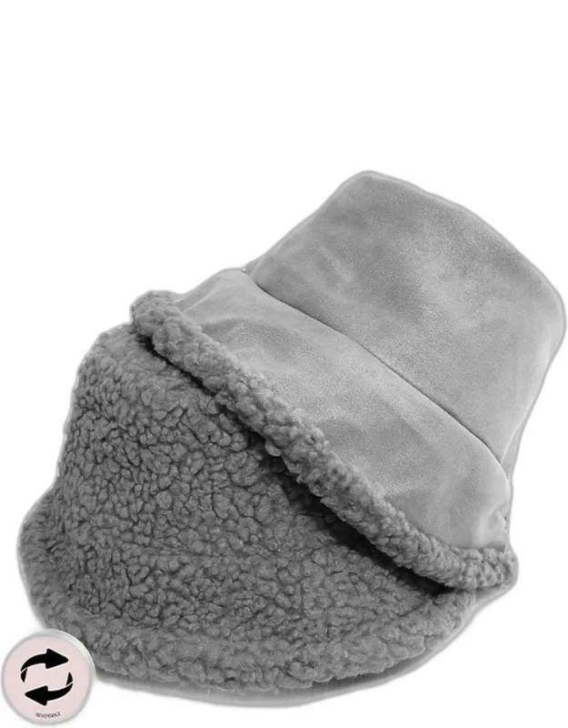 Reversible Faux Fur Sherpa Bucket Hat