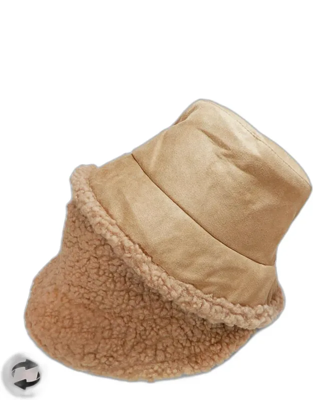 Reversible Faux Fur Sherpa Bucket Hat