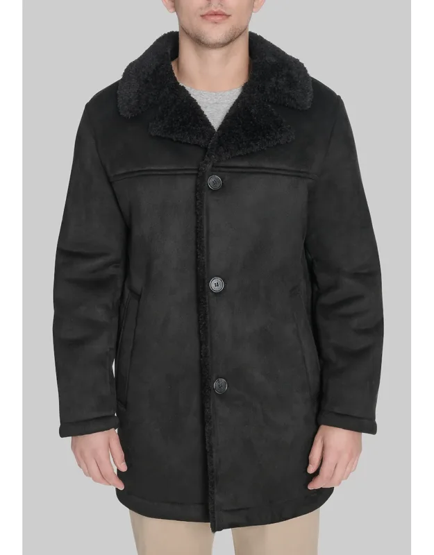 Dockers Traditional Single-breasted Faux Shearling Coat