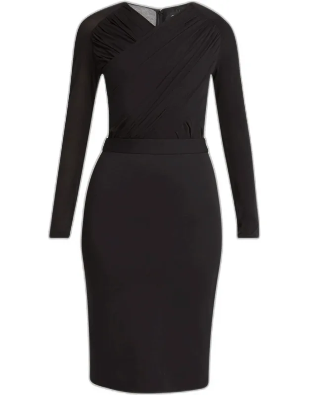 Ruched Jersey Long-sleeve Midi Dress