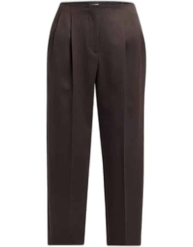 Pleated Wool Straight-leg Ankle Trousers