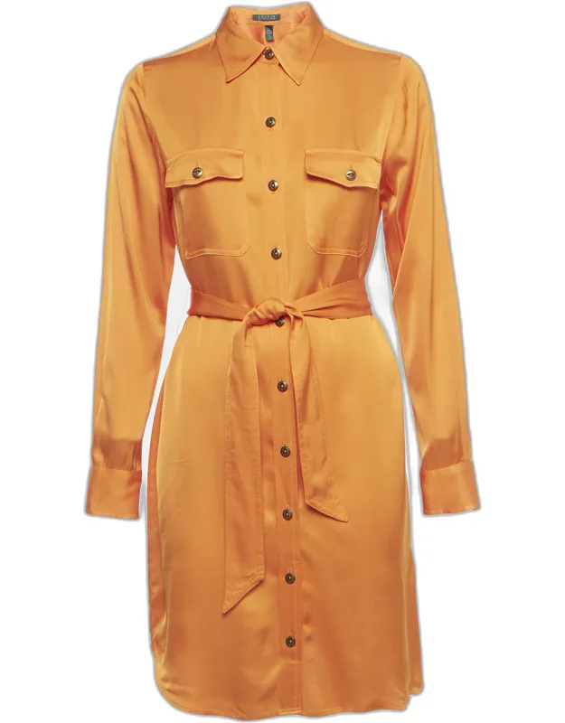 Satin Belted Shirt Dress