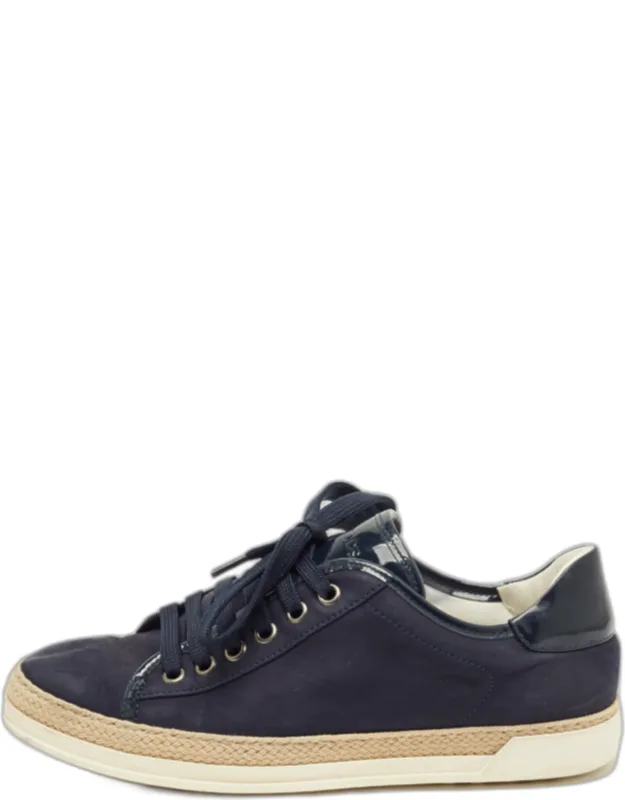Nubuck Leather And Patent Leather Lace Up Sneakers