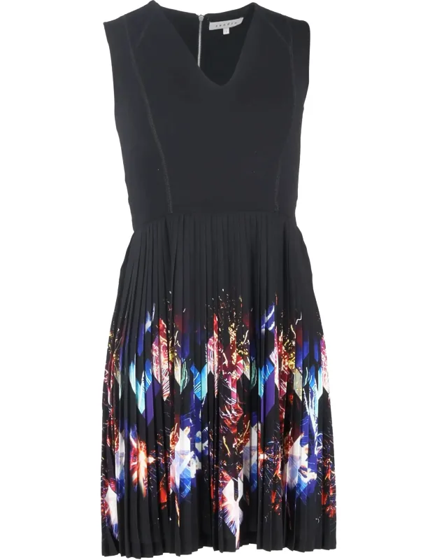 Printed Pleated Mini Dress