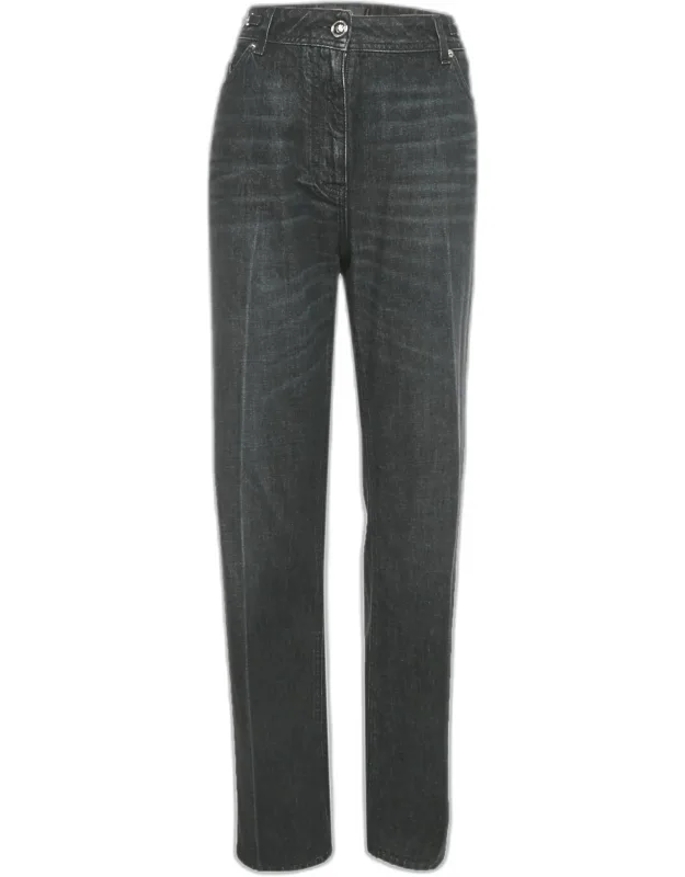 Dark Grey Denim Wide Leg Jeans