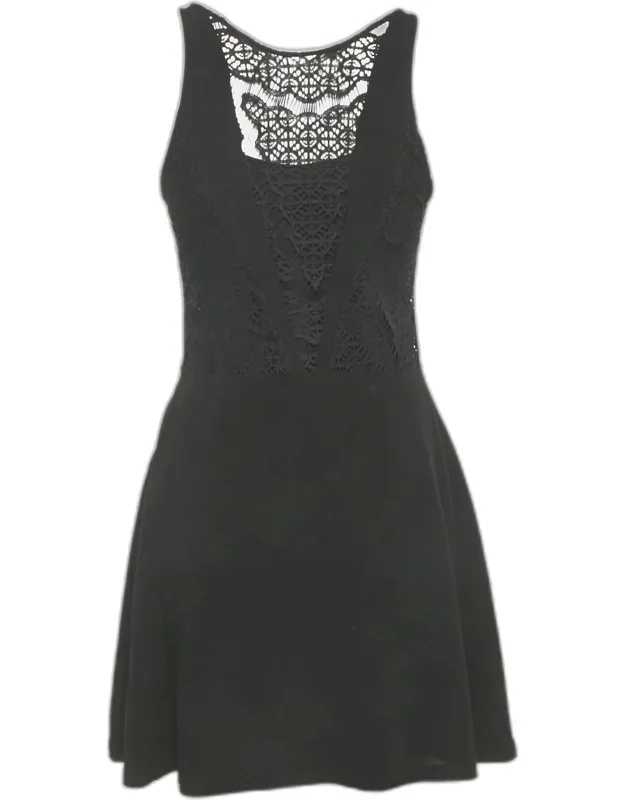 Crepe Lace Detail Mini Dress