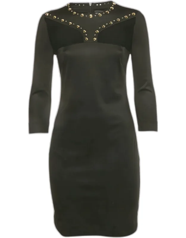 Jersey Stud & Mesh Detail Mini Dress