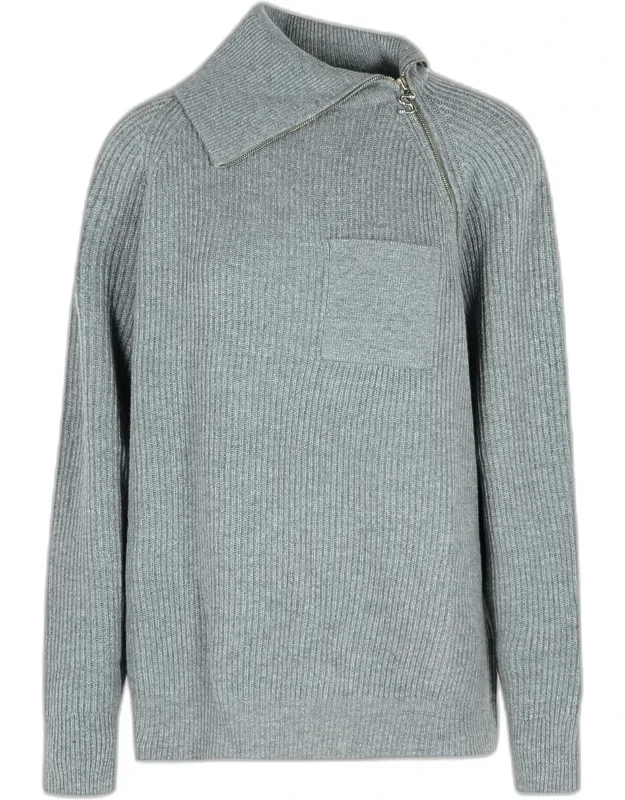Cashmere Blend Sweater With Zip