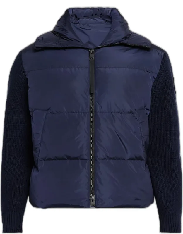Hybridge Wool-knit Nylon Down Hooded Jacket