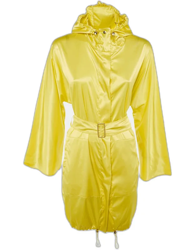 City Stretch Satin Hooded Belted Coat