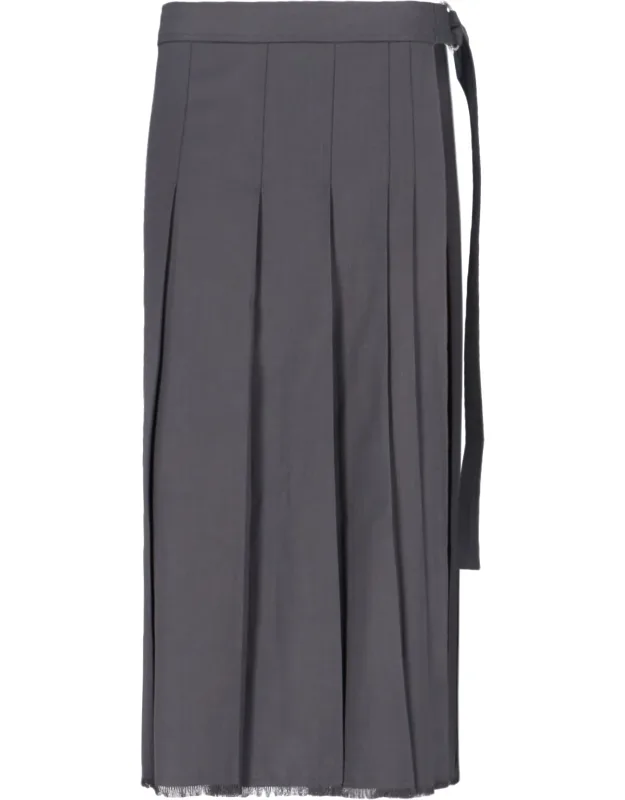 Wool Blend Midi Skirt