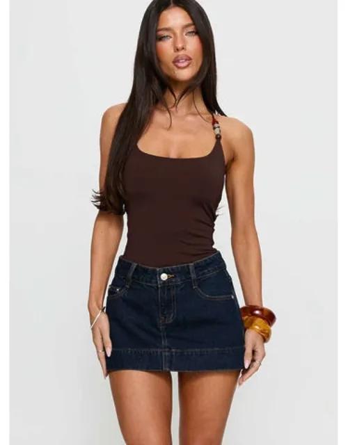 Warna Low Rise Denim Mini Skirt