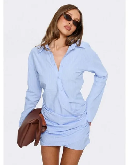 Well Versed Long Sleeve Ruched Shirt Mini Dress