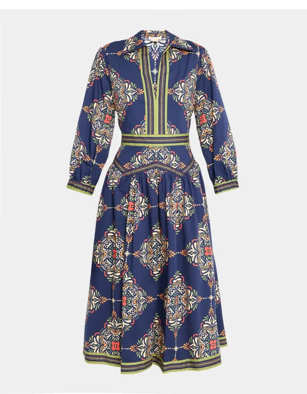 Medallion-print Midi Shirtdress