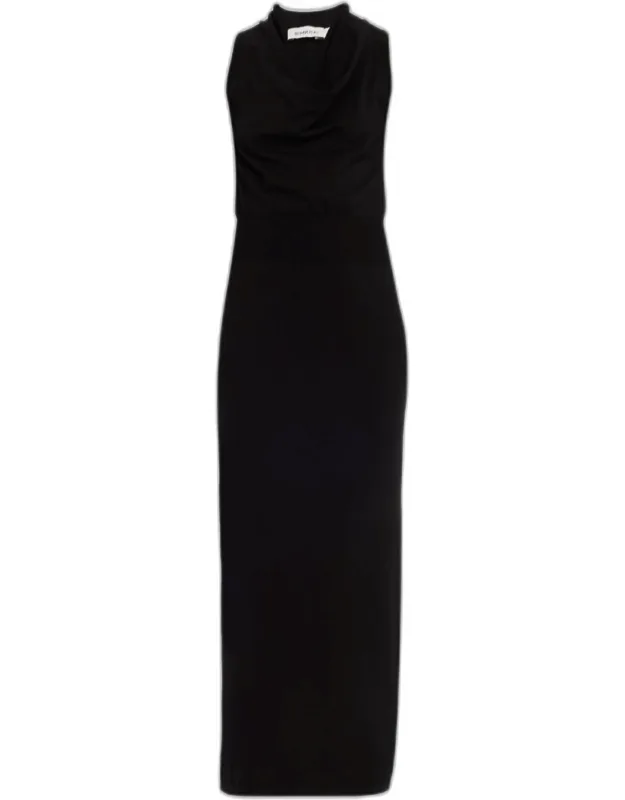 Knit Cowl-neck Midi Dress