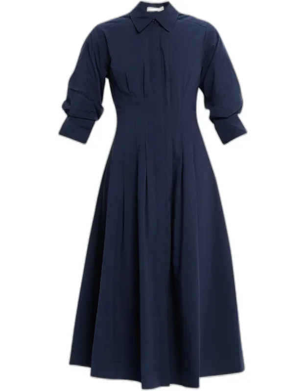 Jazz Core Cotton Poplin Pintuck Midi Dress