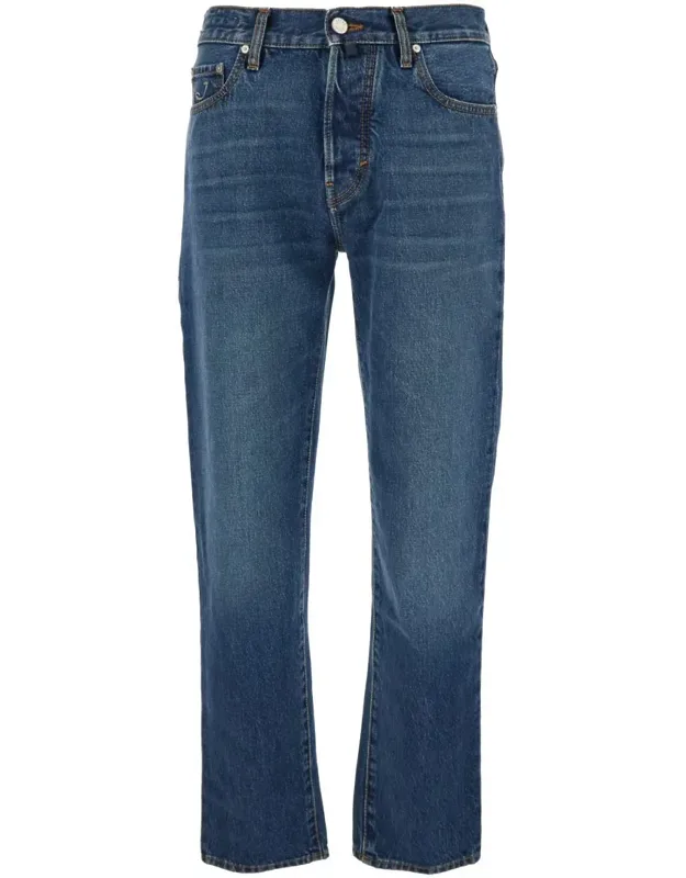 Edo Five-pocket Jeans With Logo Patch On The Back In Denim