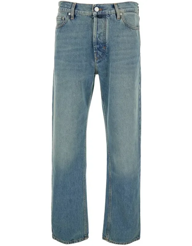 Light-blue Five-pocket Jeans With Logo Patch On The Back In Denim