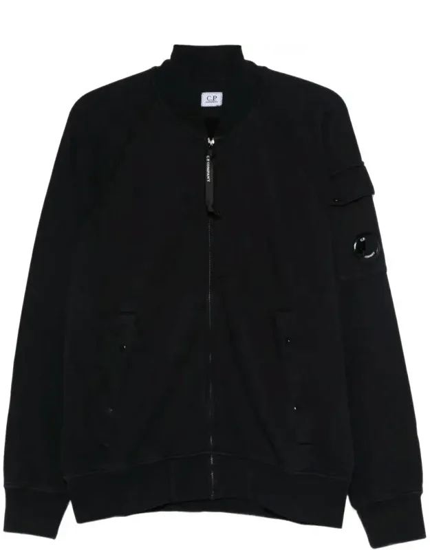 Sweatshirt With Ribbed Bomber Collar And Lens Detail