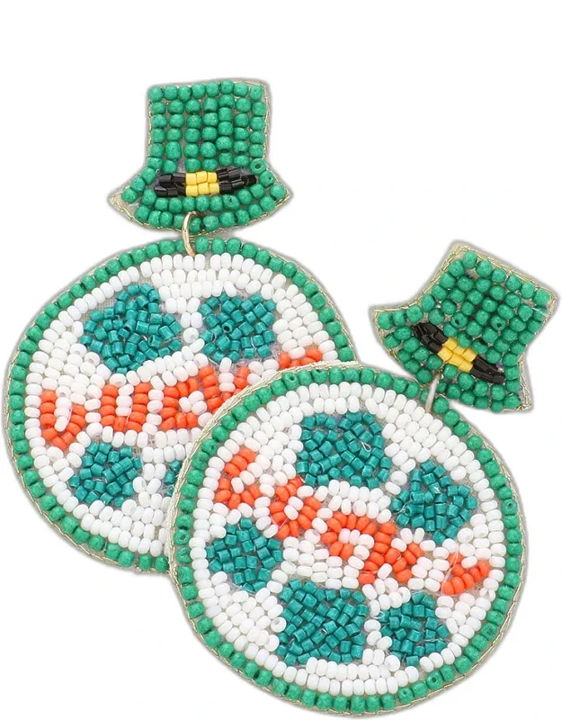 Luck Message St. Patrick's Day Felt Back Leprechaun Hat Dangle Earring