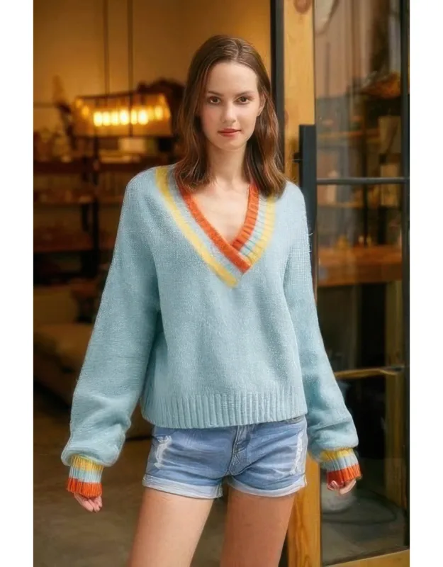 Overlap V Neck Sweater
