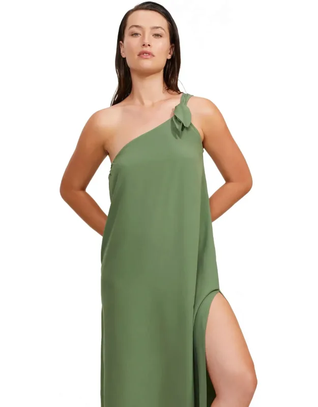 One Shoulder Sarong Style Maxi Dress Coverup